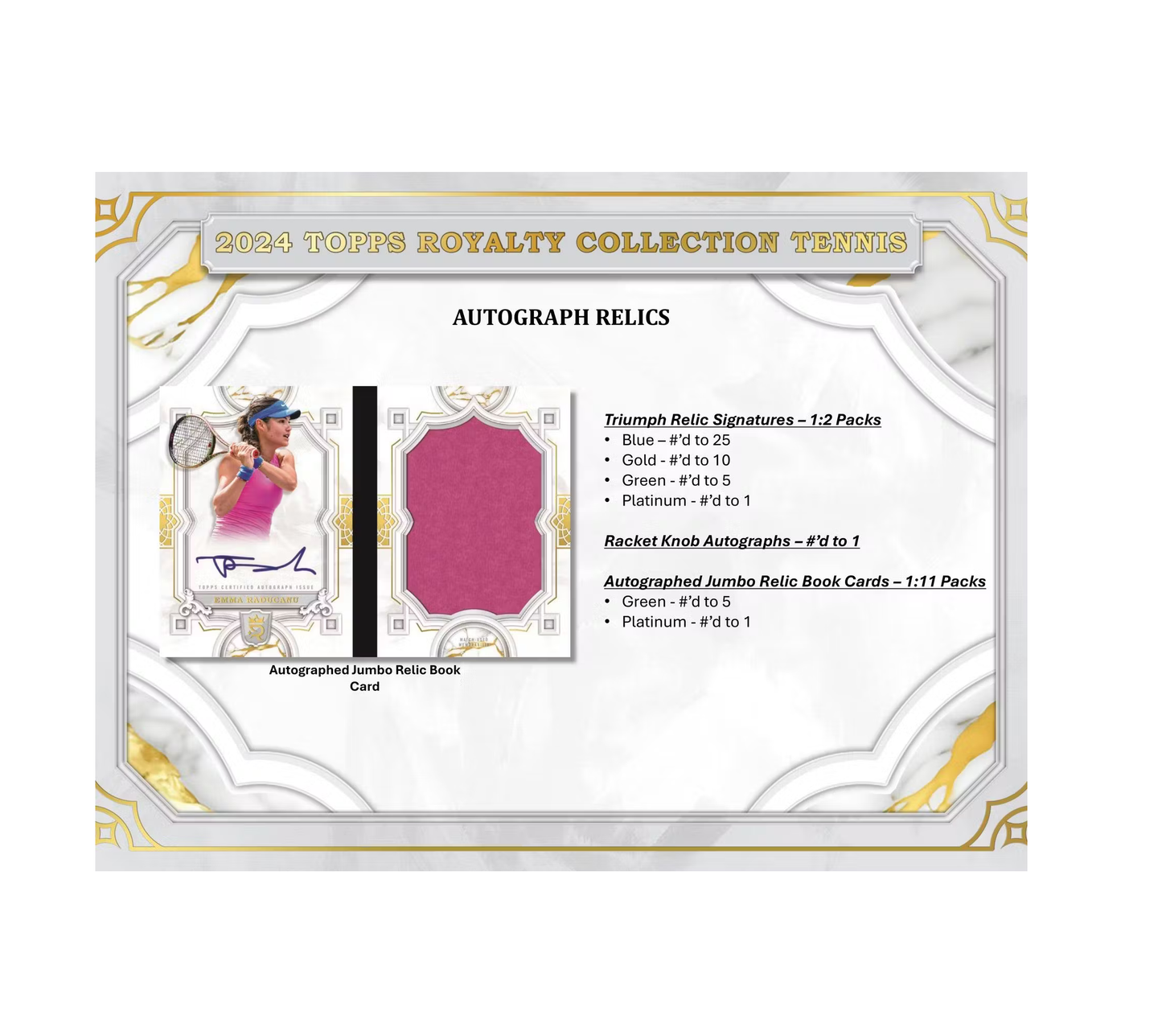2024 Topps Royalty Tennis Hobby 4-Box Case