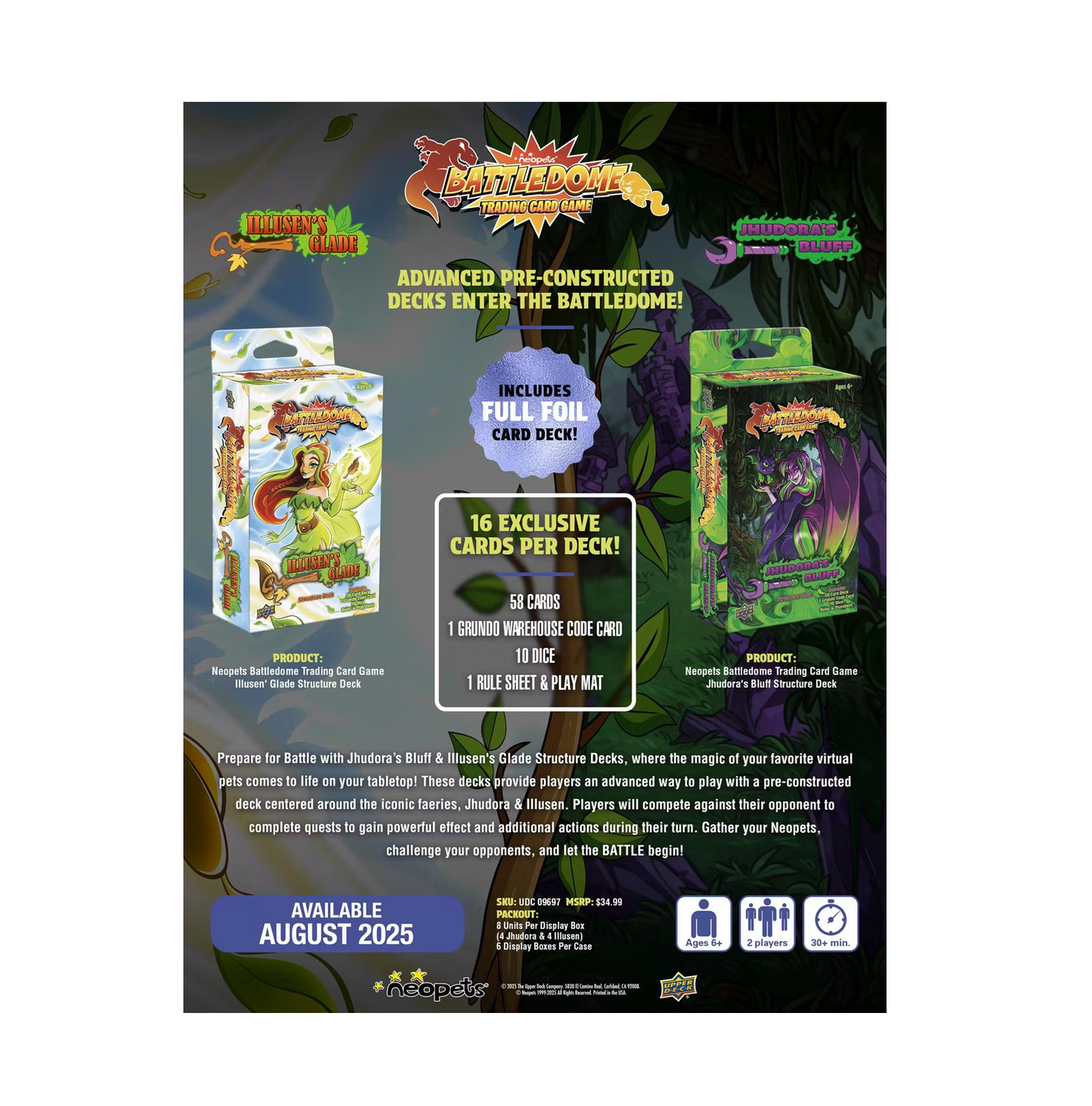 2025 Upper Deck Neopets Battledome TCG Jhudora + Illusen Structure Deck Display Box