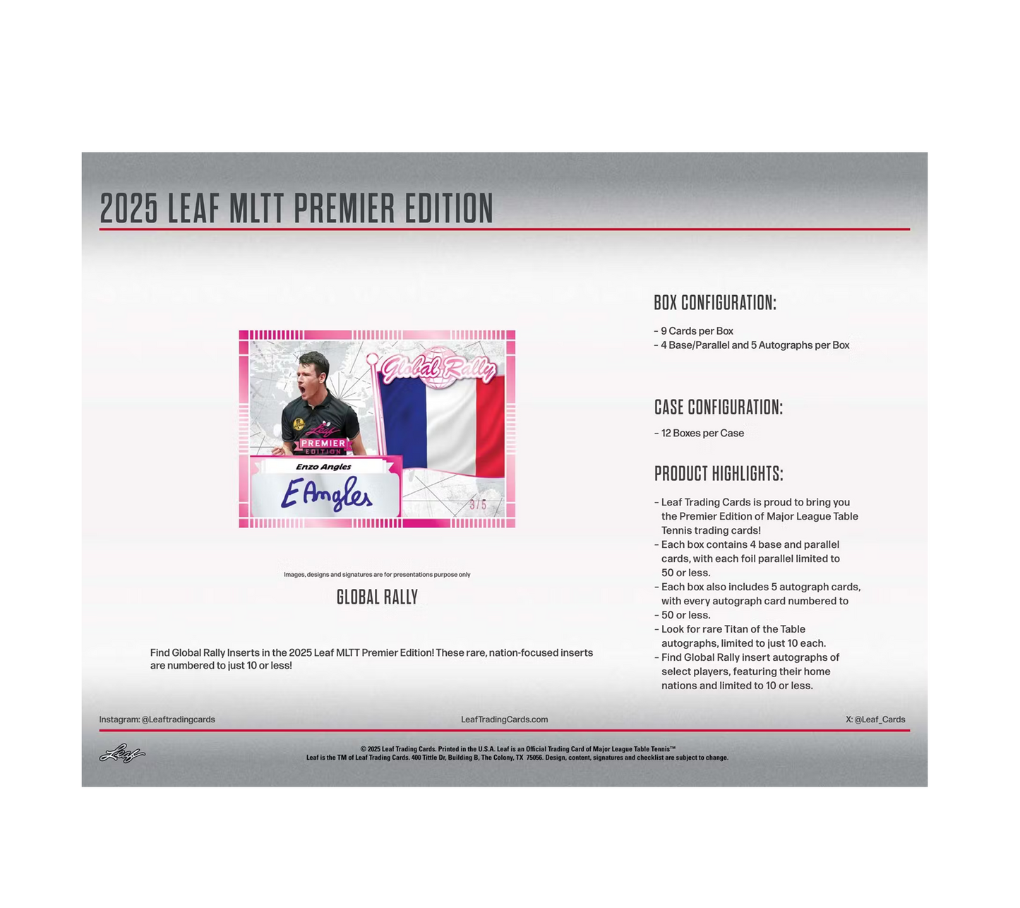 2025 Leaf Major League Table Tennis Premier Edition Box