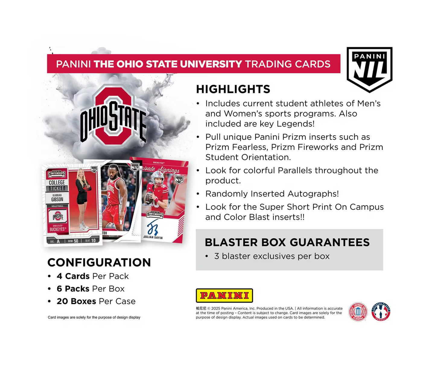 2025 Panini Ohio State University Collegiate Football Blaster Box