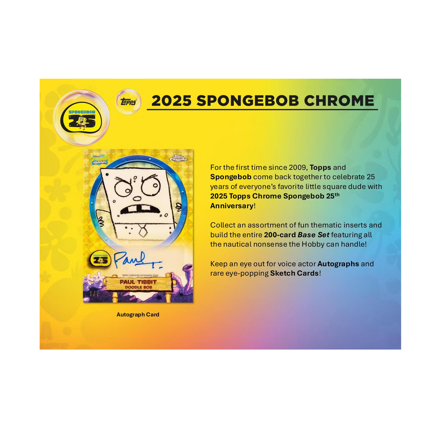 2025 Topps Chrome Spongebob Squarepants 25th Anniversary Blaster 40-Box Case