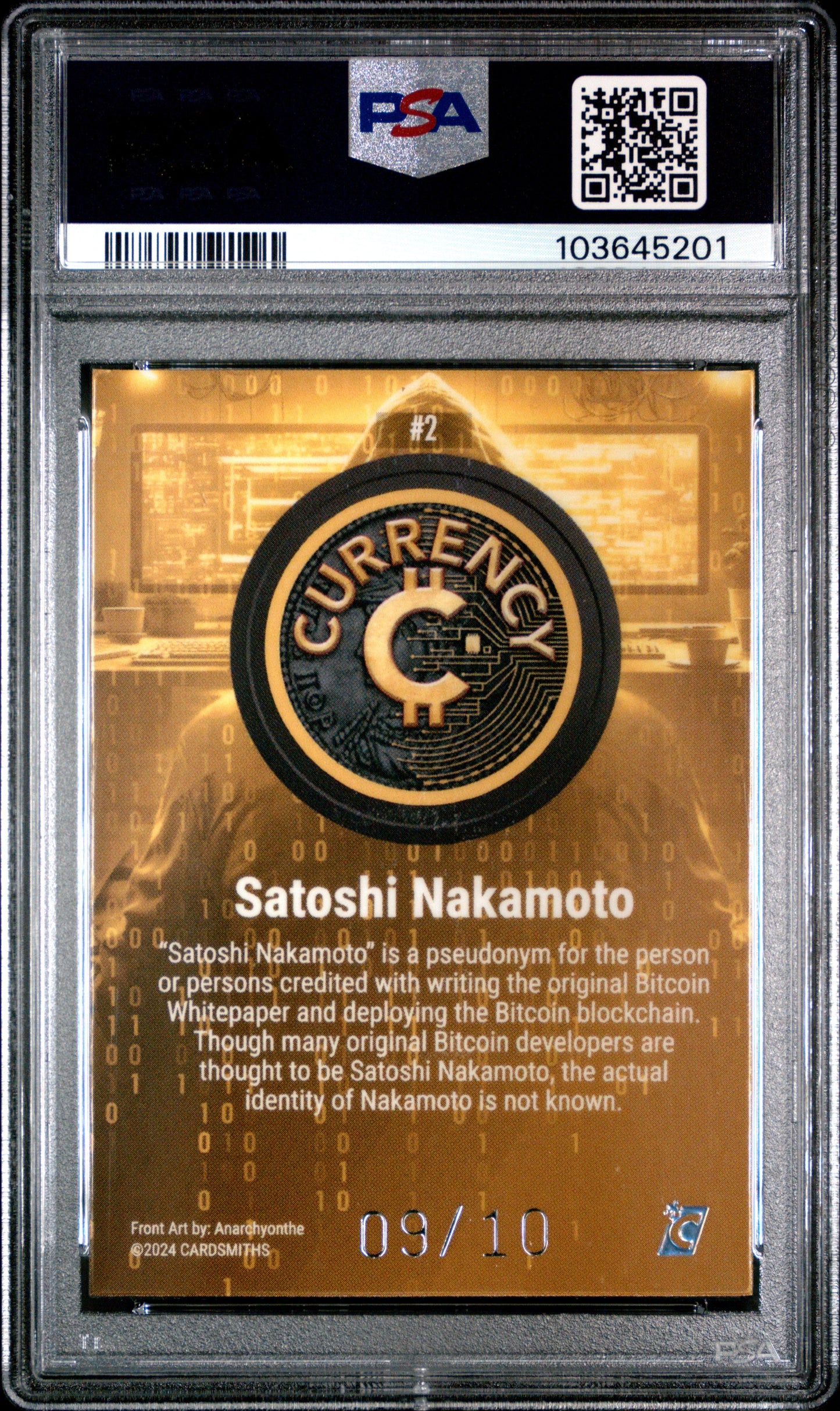 2024 Cardsmiths Currency Series 3 Satoshi Nakamoto #2 PSA 9