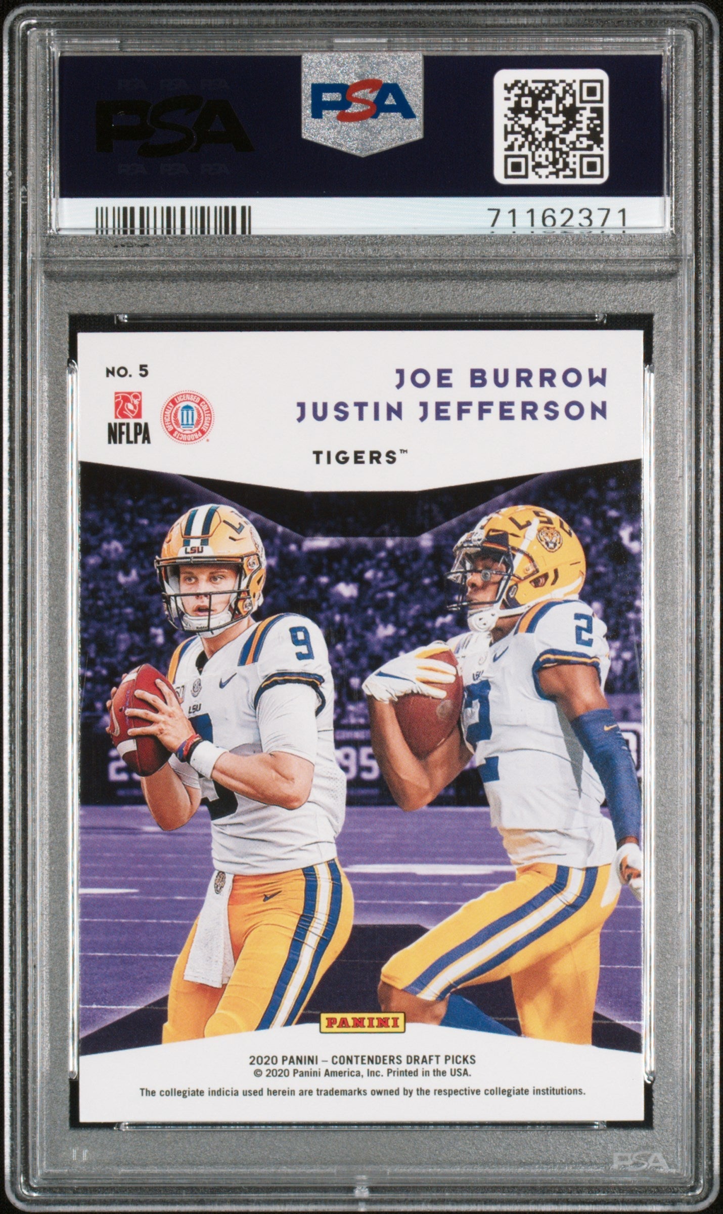 2020 Panini Contenders Draft Picks Collegiate J. Jefferson J. Burrow #5 PSA 10