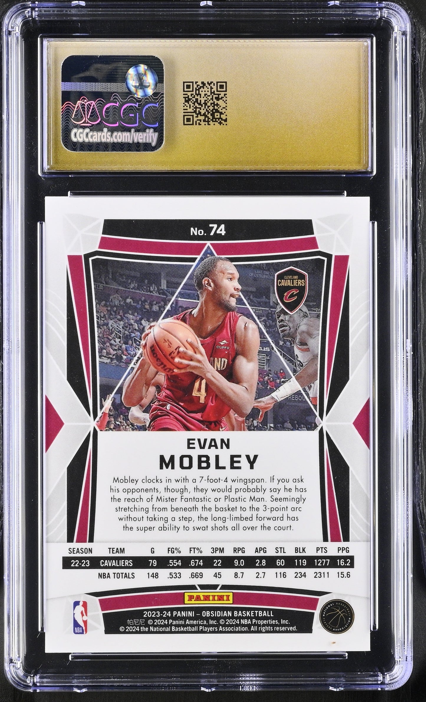 2023-24 Panini Obsidian Evan Mobley #74 Electric Etch Red Flood CGC 10
