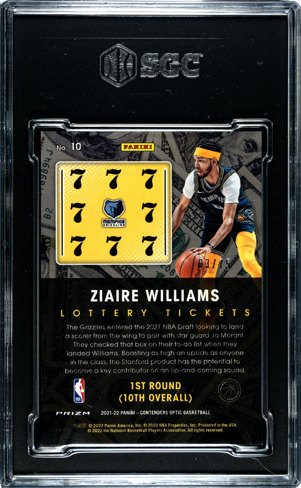 2021 Panini Contenders Optic Ziaire Williams #10 Blue Cracked Ice SGC 9