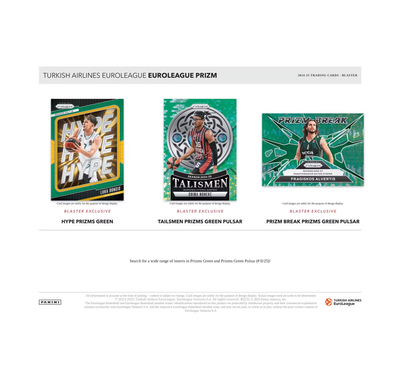 2024-25 Panini Prizm Turkish Airlines EuroLeague Basketball Blaster 20-Box Case