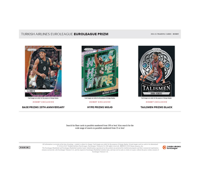 2024-25 Panini Prizm Turkish Airlines EuroLeague Basketball Hobby 10-Box Case