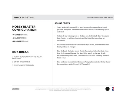 2024-25 Panini Select Basketball Hobby Blaster 20-Box Case