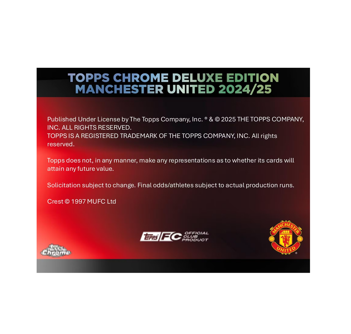 2024-25 Topps Chrome Manchester United Soccer Deluxe Edition 3-Box Case