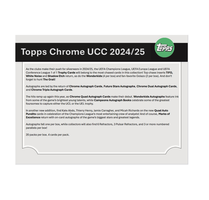 2024-25 Topps Chrome UEFA Club Competitions Soccer Jumbo Hobby Box