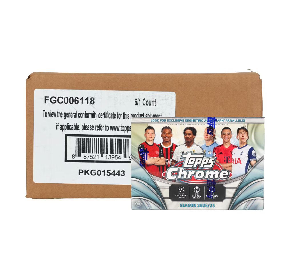 2024-25 Topps Chrome UEFA Club Competitions Soccer Breaker's Delight 6-Box Case