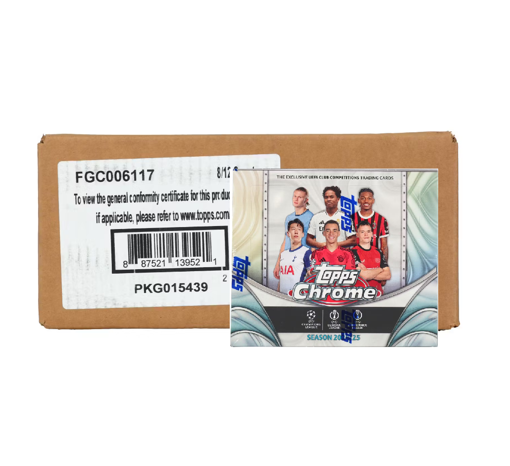 2024-25 Topps Chrome UEFA Club Competitions Soccer Jumbo Hobby 8-Box Case