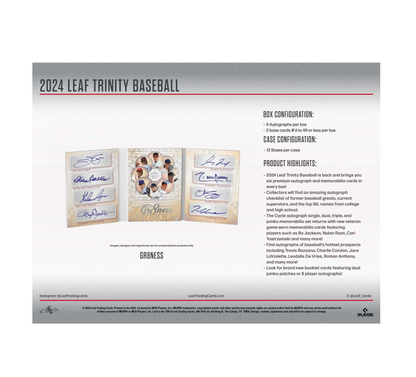 2024 Leaf Trinity Baseball Hobby 12-Box Case