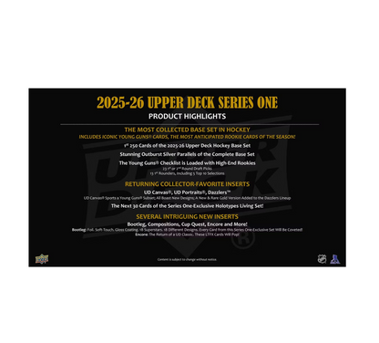 2025-26 Upper Deck Series 1 Hockey Blaster 20-Box Case