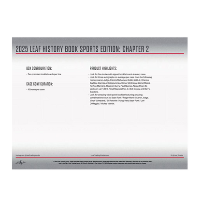 2025 Leaf History Book Sports Edition Chapter 2 Box