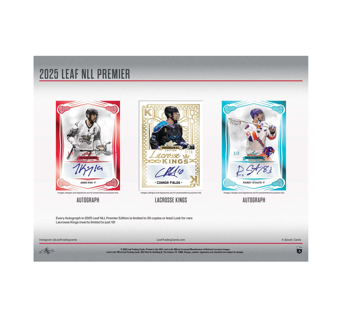 2025 Leaf National Lacrosse League Premier Edition 12-Box Case