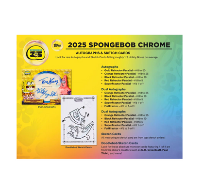 2025 Topps Chrome Spongebob Squarepants 25th Anniversary Hobby 12-Box Case