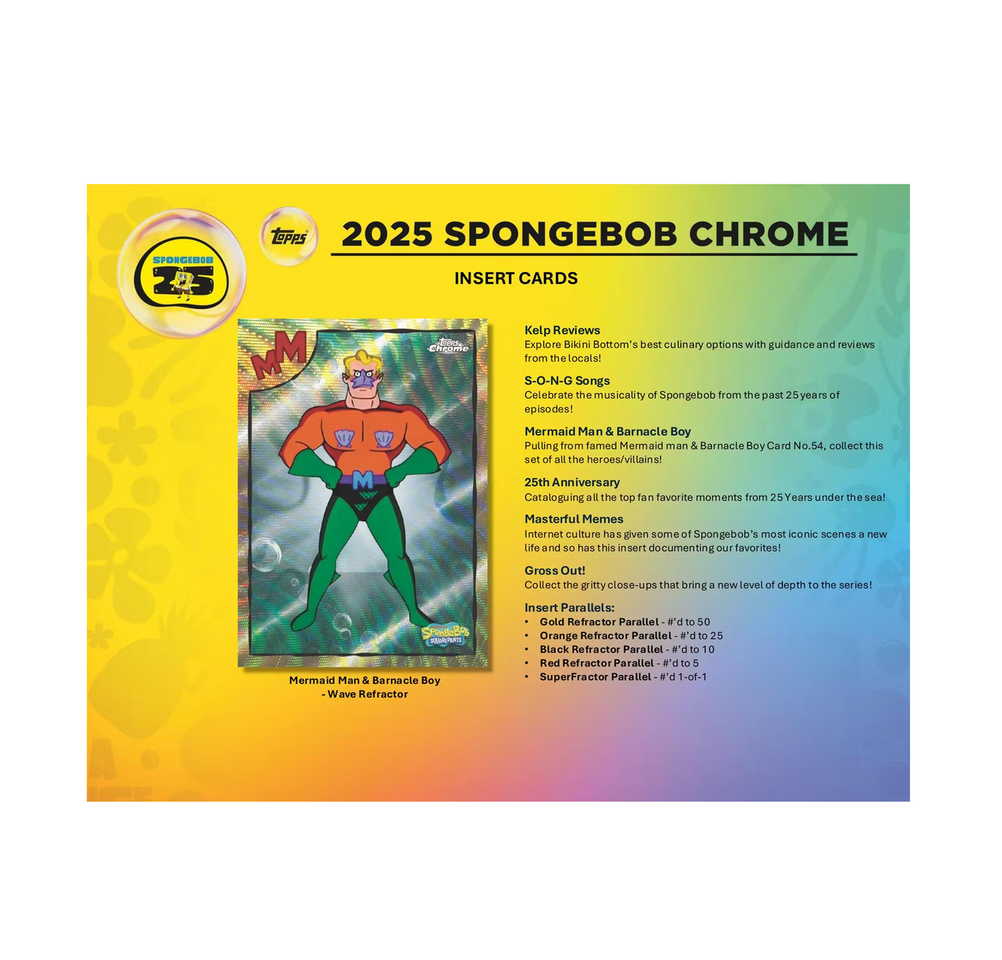 2025 Topps Chrome Spongebob Squarepants 25th Anniversary Hobby 12-Box Case