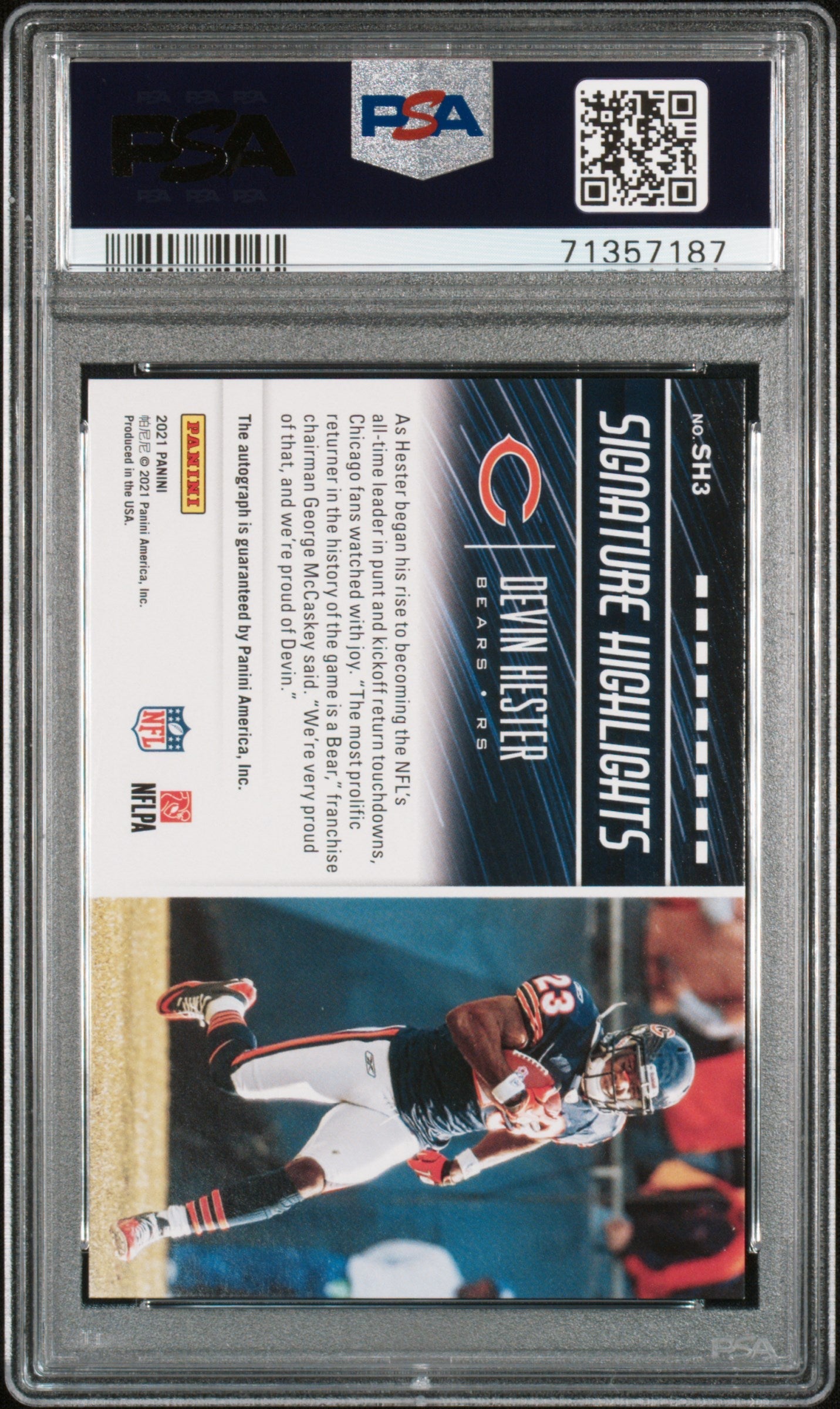 2021 Panini Phoenix Signature Highlights Devin Hester #SH3 PSA 10