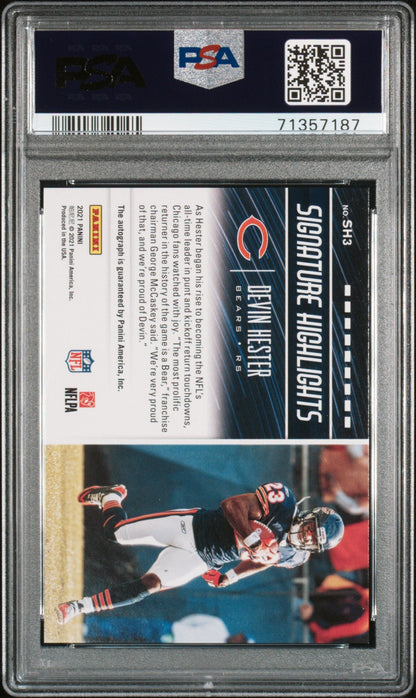 2021 Panini Phoenix Signature Highlights Devin Hester #SH3 PSA 10