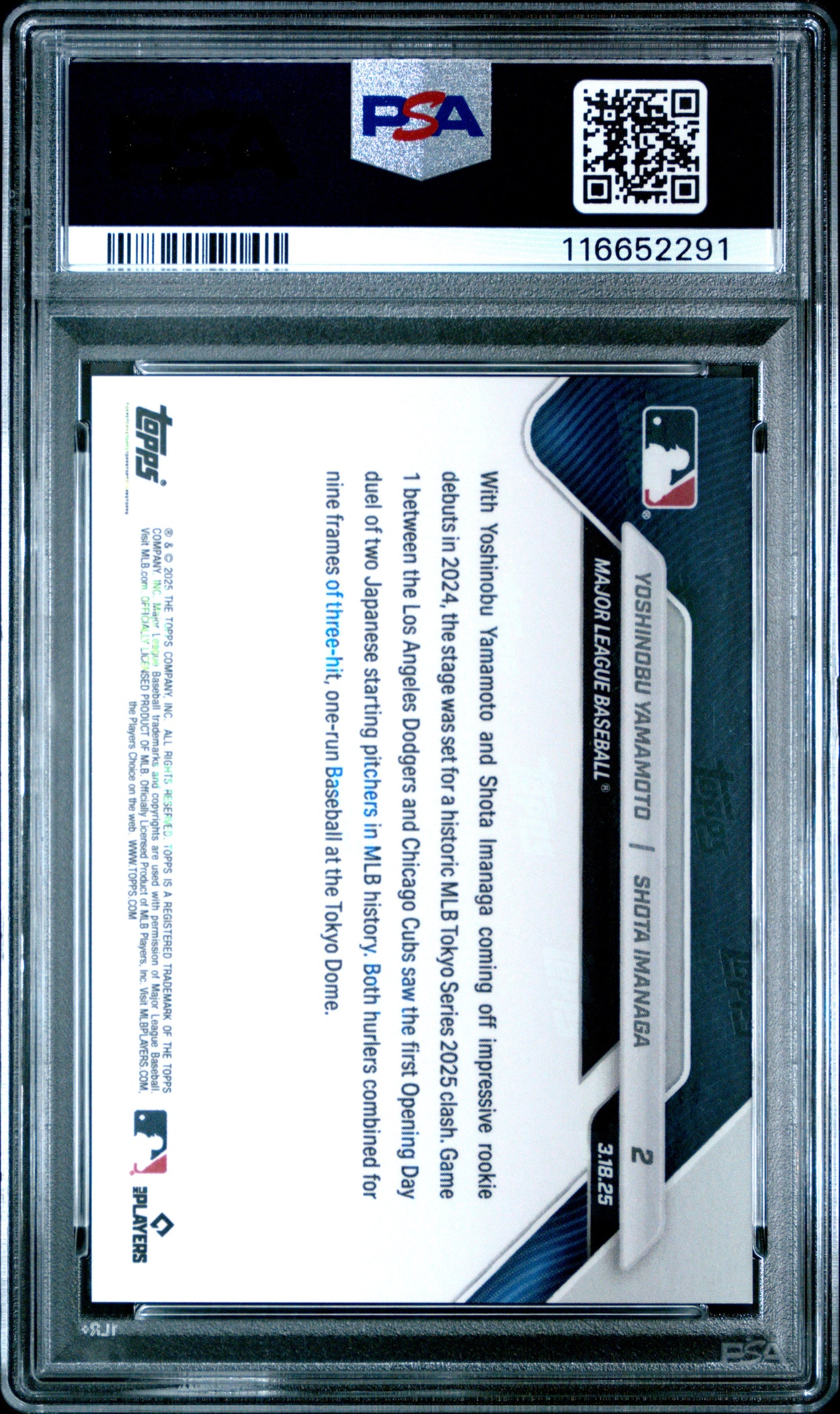2025 Topps Now Yamamoto Imanaga #2 PSA 10