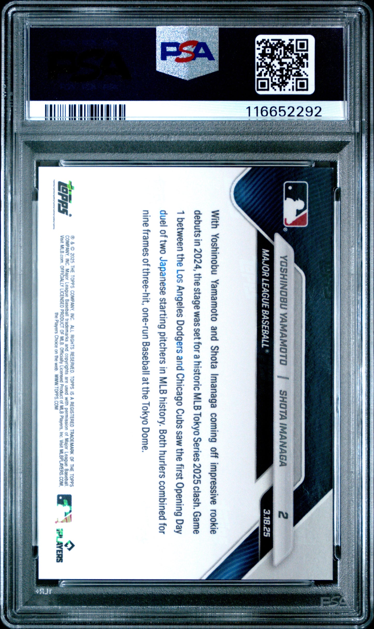 2025 Topps Now Yamamoto Imanaga #2 PSA 10