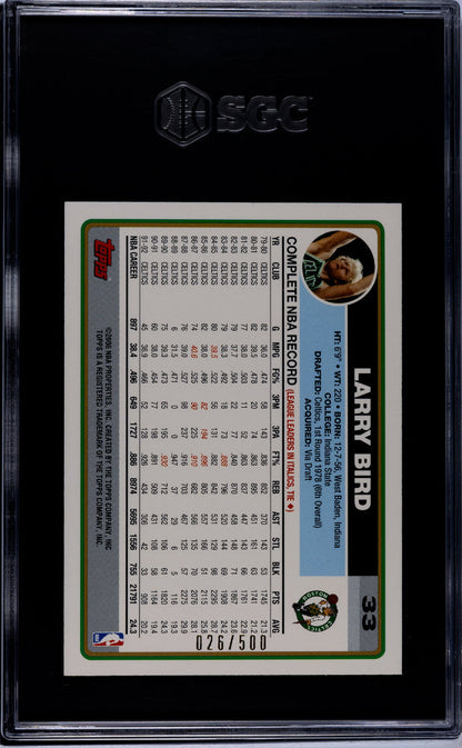 2006 Topps Larry Bird #33 3 PT Shootout Low Angle Gold SGC 9