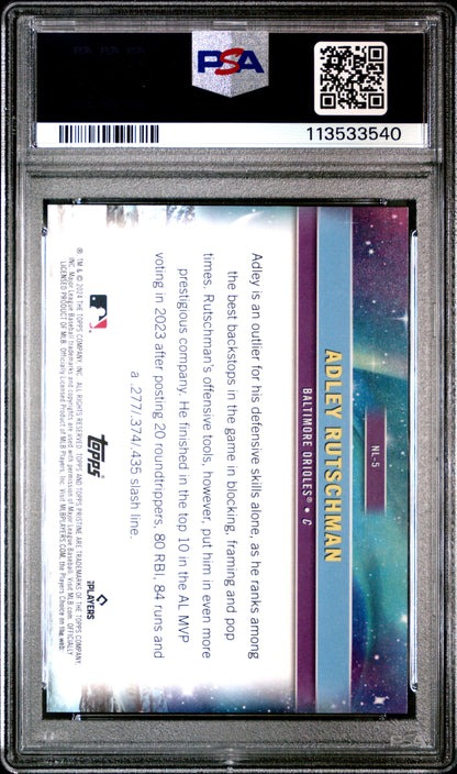 2024 Topps Pristine Northern Lights Adley Rutschman #NL5 Gold Ref 46/50 PSA 10
