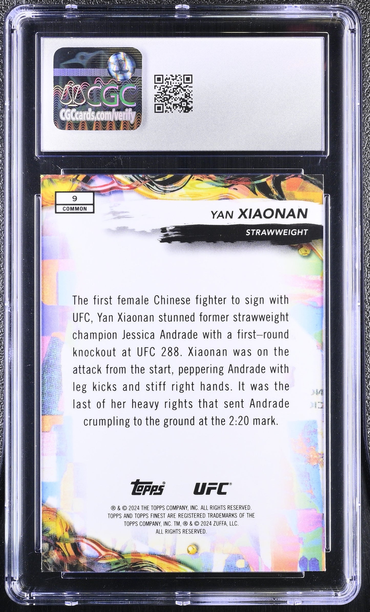 2024 Topps Finest UFC Yan Xiaonan #9 Gold Refractor CGC 10