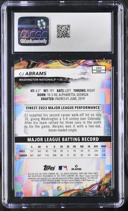 2024 Topps Finest CJ Abrams #265 Checkerboard Refractor CGC 10