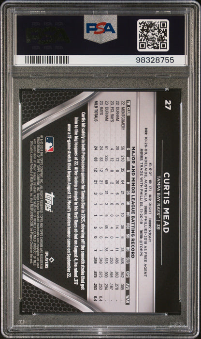 2024 Topps Chrome Black Curtis Mead #27 Rose Gold Wave 13/19 PSA 10