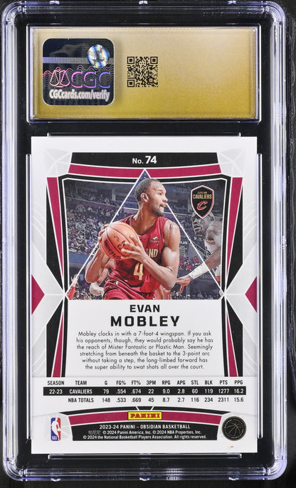 2023-24 Panini Obsidian Evan Mobley #74 Electric Etch Red Flood CGC 10