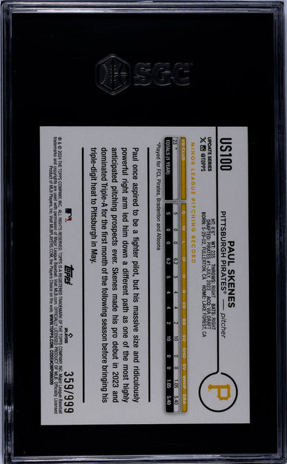 2024 Topps Update Paul Skenes #US100 Blue Foilboard SGC 10