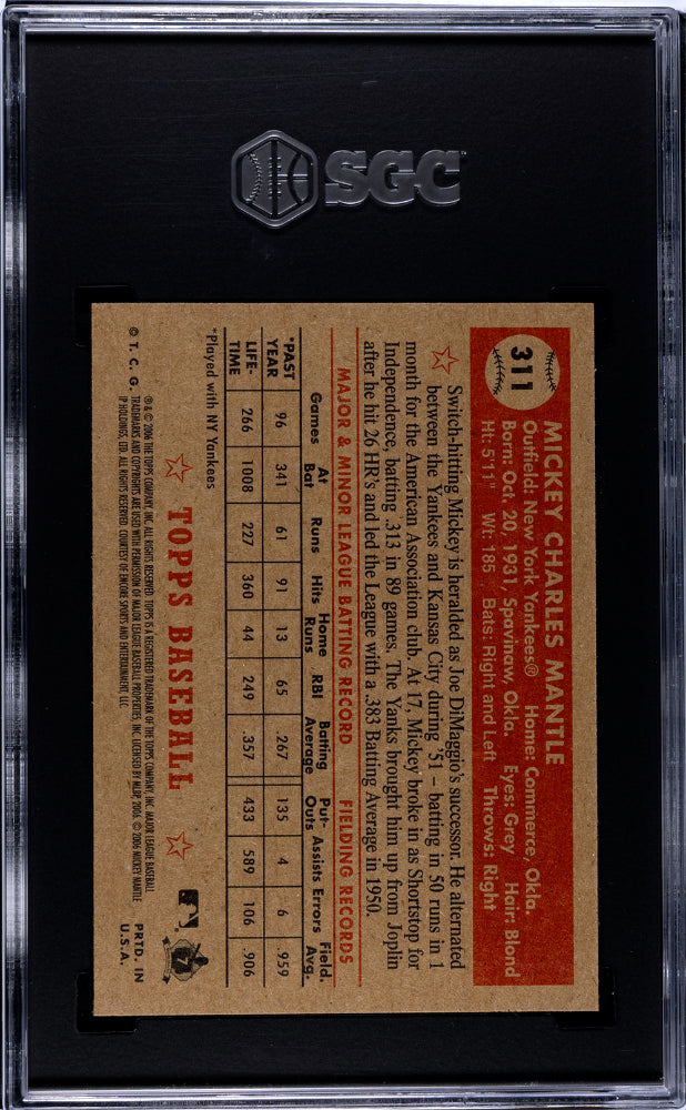 2006 Topps '52 Mickey Mantle #311 Green SGC 10