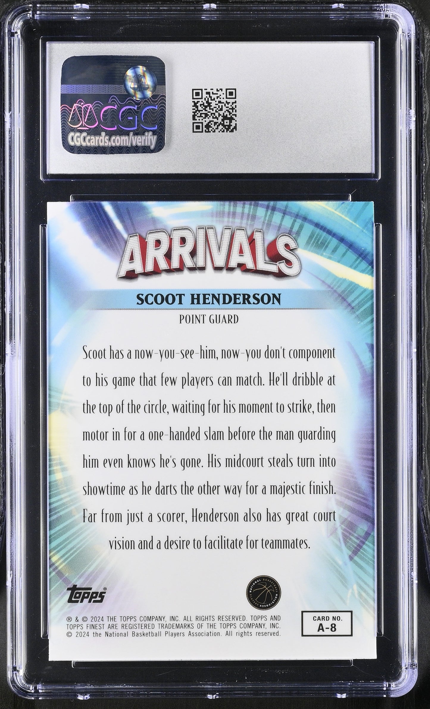 2023-24 Topps Finest Scoot Henderson #A-8 Checkerboard Refractor Arrivals CGC 10