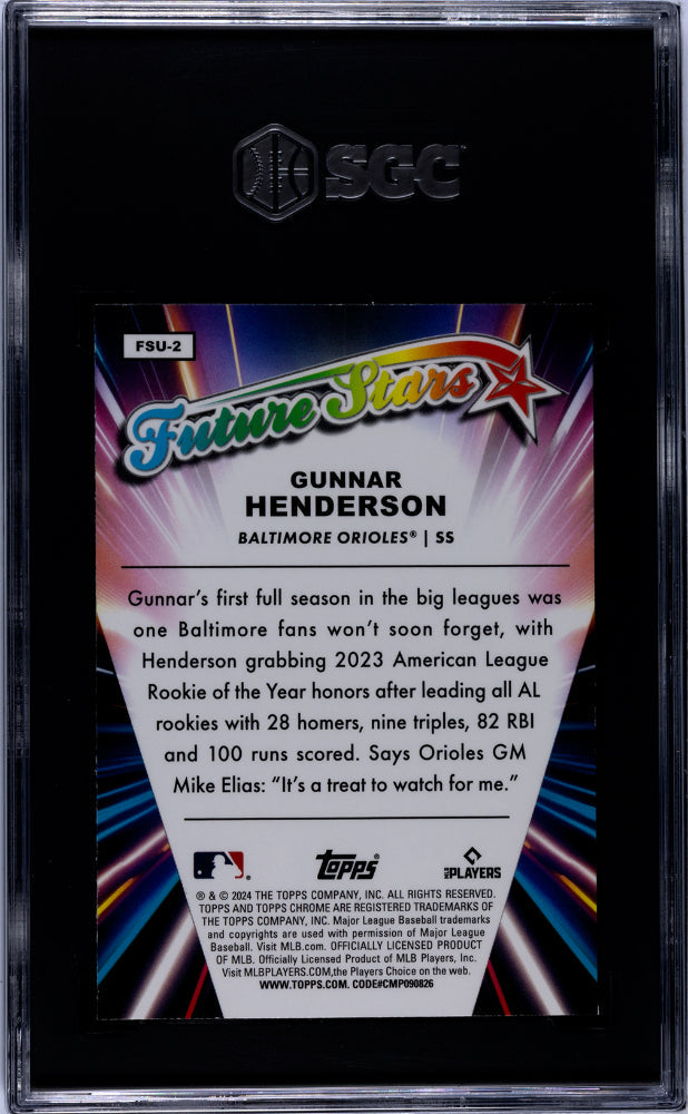 2024 Topps Chrome Update Gunnar Henderson #FSU-2 Gold Refractor SGC 9.5
