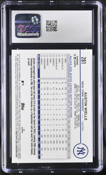 2024 Topps Chrome Austin Wells #281 Prism Refractor CGC 10