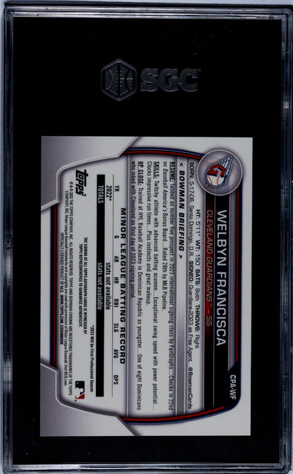 2023 Bowman Chrome Welbyn Francisca #CPA-WF Prospect Autograph SGC 8.5 Auto 10