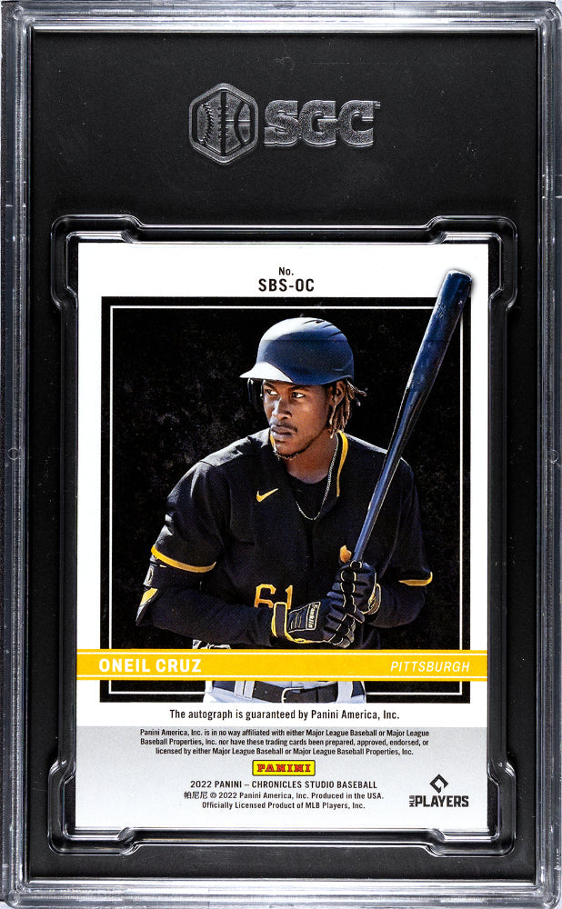 2022 Panini Chronicles Oneil Cruz #SBS-OC Studio SIG. Holo Gold SGC 9.5 Auto 10