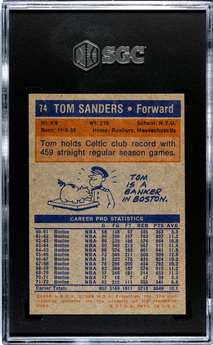 1972 Topps Tom Sanders #74 SGC 9.5