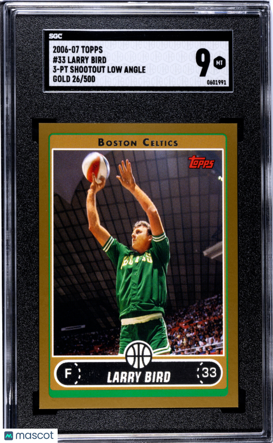 2006 Topps Larry Bird #33 3 PT Shootout Low Angle Gold SGC 9