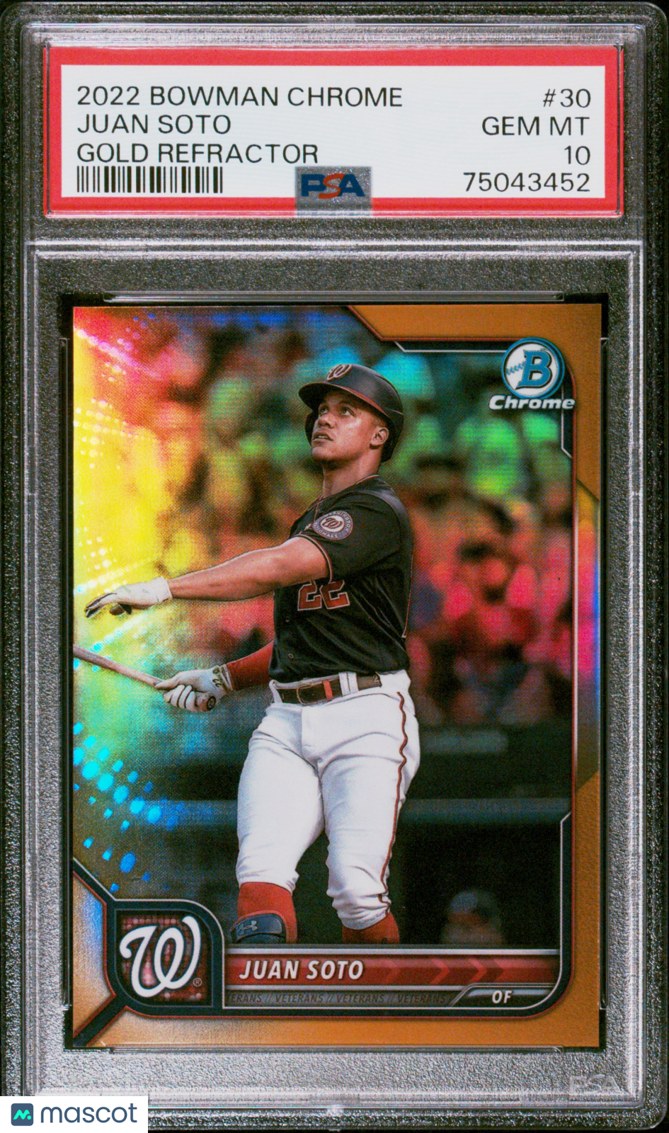 2022 Bowman Chrome Juan Soto #30 Gold Refractor PSA 10