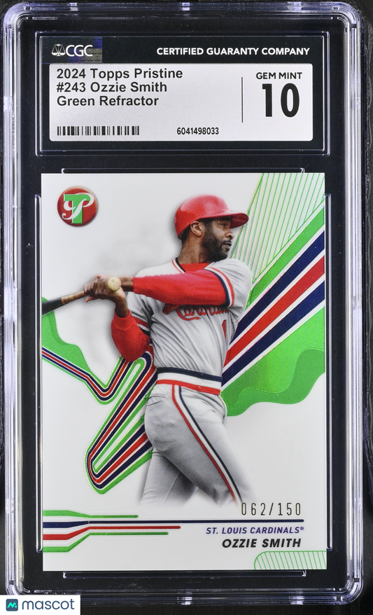 2024 Topps Pristine Ozzie Smith #243 Green Refractor CGC 10