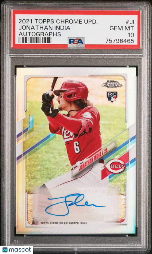 2021 Topps Chrome Update Autographs Jonathan India #JI / PSA 10