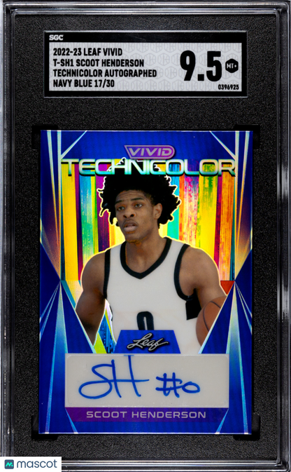 2022 Leaf Vivid Scoot Henderson #T-SH1 Technicolor Autograph Navy Blue SGC 9.5