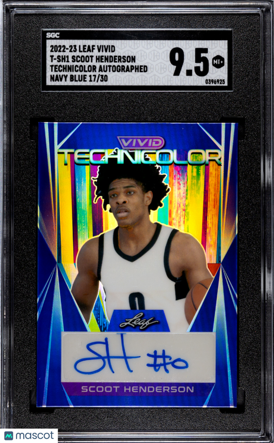 2022 Leaf Vivid Scoot Henderson #T-SH1 Technicolor Autograph Navy Blue SGC 9.5