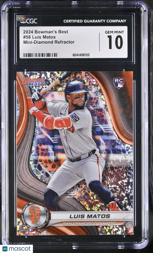 2024 Best Luis Matos #58 Mini-Diamond Refractor CGC 10