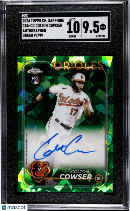 2024 Topps Chrome Sapphire Colton Cowser #CSA-CC Autograph Green SGC 9.5 Auto 10