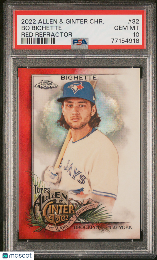 2022 Topps Allen & Ginter Chrome Bo Bichette #32 Red Refractor PSA 10