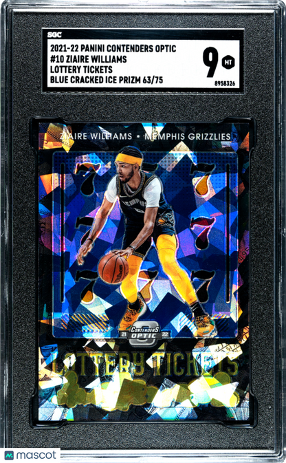 2021 Panini Contenders Optic Ziaire Williams #10 Blue Cracked Ice SGC 9